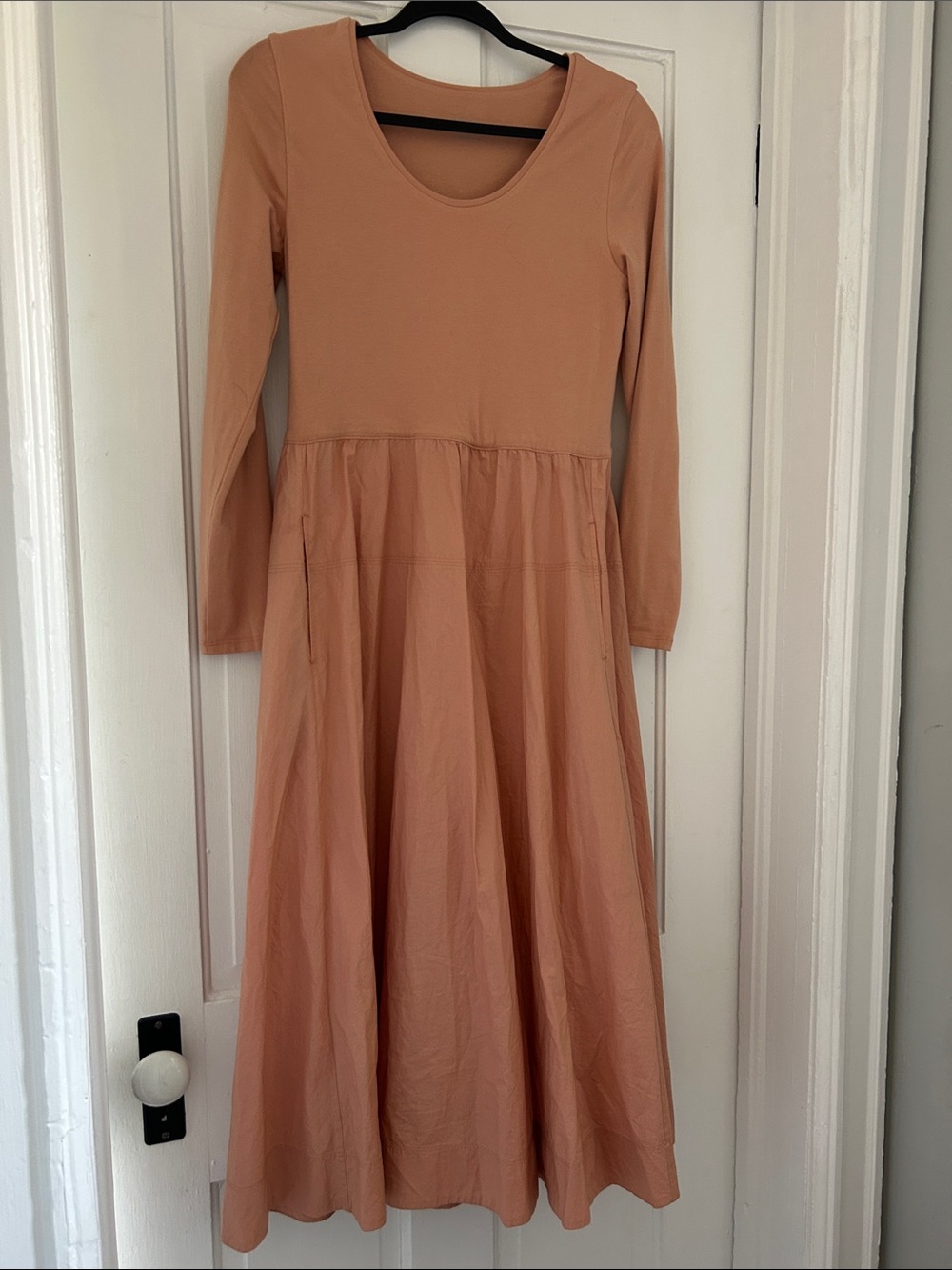 Everlane Peach Long Sleeve Midi Dress